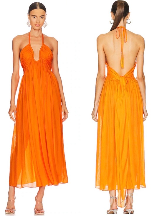 cult gaia Dresses & Skirts - Cult Gaia PAPAYA Sloane Halter Dress Maxi Swim Cover-up Deep V Open Back Size M
